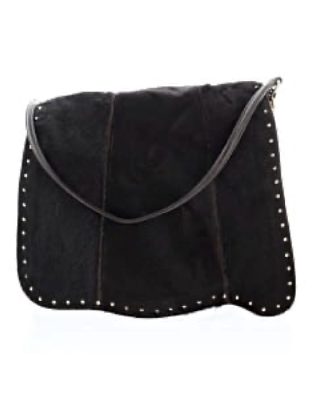 Women’s Black Suede Stud-Trim Shoulder Bag